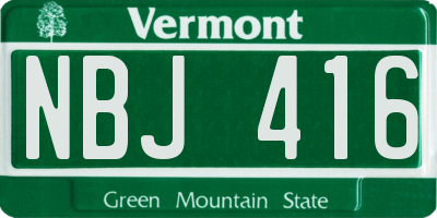 VT license plate NBJ416