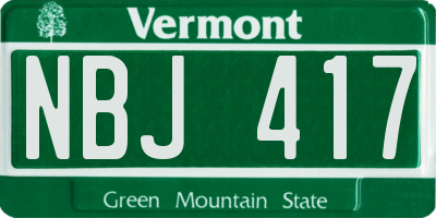VT license plate NBJ417