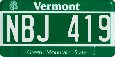VT license plate NBJ419
