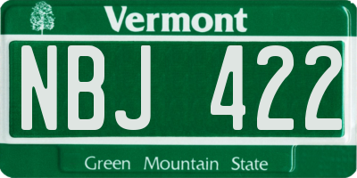 VT license plate NBJ422
