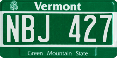 VT license plate NBJ427