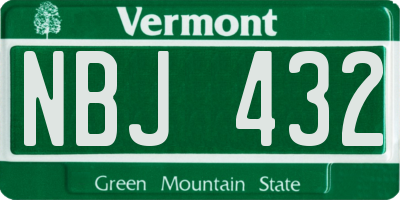 VT license plate NBJ432