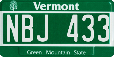 VT license plate NBJ433
