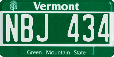 VT license plate NBJ434