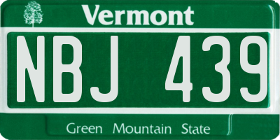 VT license plate NBJ439