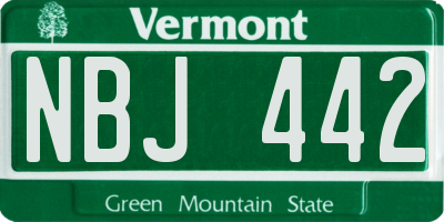 VT license plate NBJ442