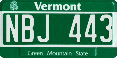VT license plate NBJ443