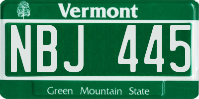 VT license plate NBJ445