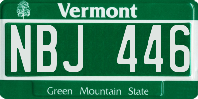 VT license plate NBJ446