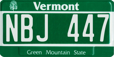 VT license plate NBJ447