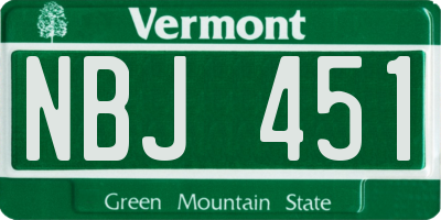 VT license plate NBJ451