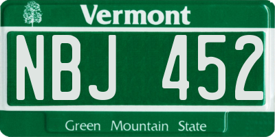 VT license plate NBJ452