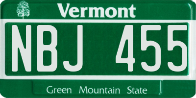 VT license plate NBJ455