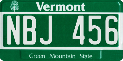 VT license plate NBJ456