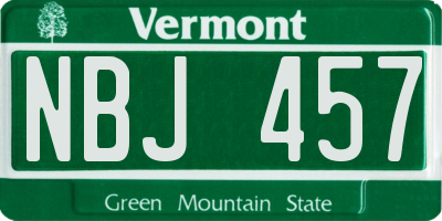 VT license plate NBJ457