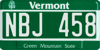 VT license plate NBJ458