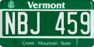 VT license plate NBJ459