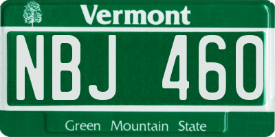 VT license plate NBJ460