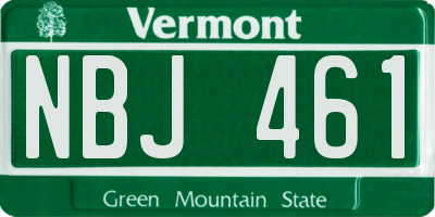 VT license plate NBJ461