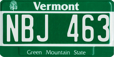 VT license plate NBJ463