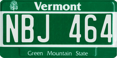 VT license plate NBJ464