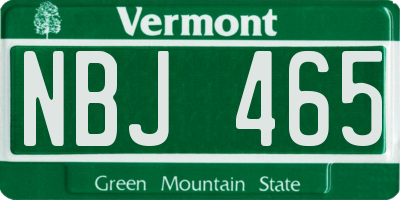 VT license plate NBJ465