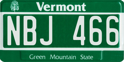 VT license plate NBJ466