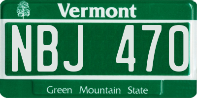 VT license plate NBJ470
