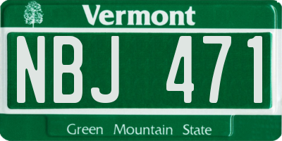 VT license plate NBJ471