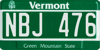 VT license plate NBJ476