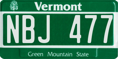 VT license plate NBJ477