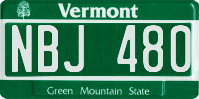 VT license plate NBJ480