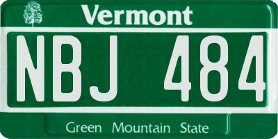 VT license plate NBJ484