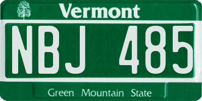 VT license plate NBJ485