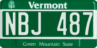 VT license plate NBJ487
