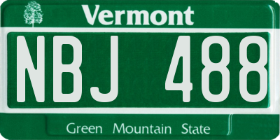 VT license plate NBJ488
