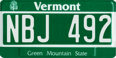 VT license plate NBJ492