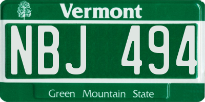 VT license plate NBJ494