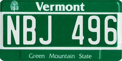 VT license plate NBJ496