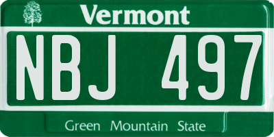 VT license plate NBJ497