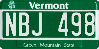 VT license plate NBJ498