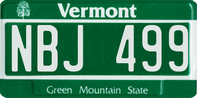 VT license plate NBJ499