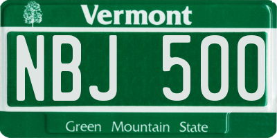 VT license plate NBJ500
