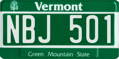 VT license plate NBJ501
