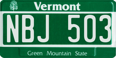 VT license plate NBJ503