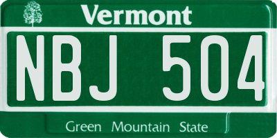 VT license plate NBJ504