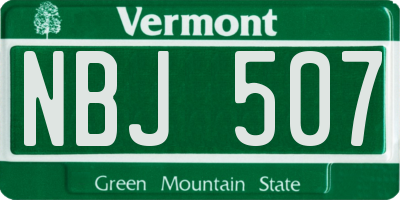 VT license plate NBJ507