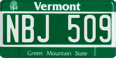 VT license plate NBJ509