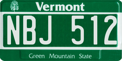 VT license plate NBJ512