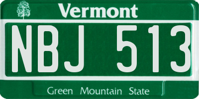 VT license plate NBJ513